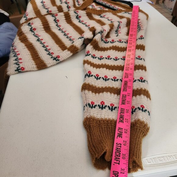 Shein Cardigan Retro Sweater Womens Button-Up Floral Brown White 3XL - Picture 7 of 11